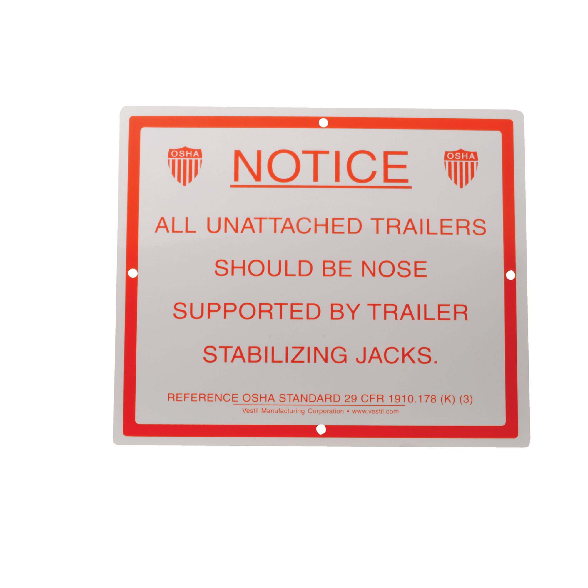 Vestil Aluminum Stabilizing Trailer Instruction Sign - 9.75in. Height, 75 Lb. Capacity, Model# SJS-1012